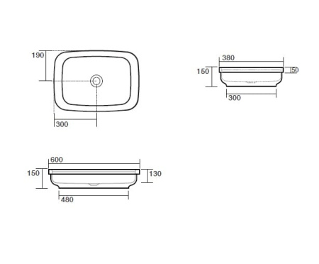Раковина накладная (60х38) Kerasan Tribeca 514301 белый глянец