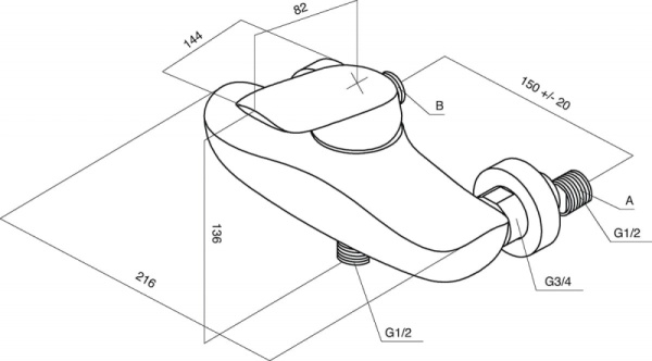 F5320064 Bliss L, смеситель д/душа, хром, шт