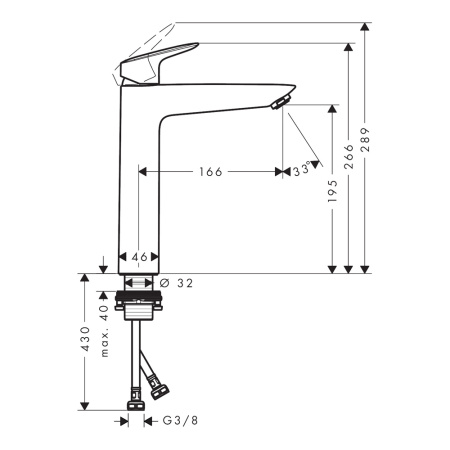 Смеситель для раковины без донного клапана Hansgrohe Logis 71091670