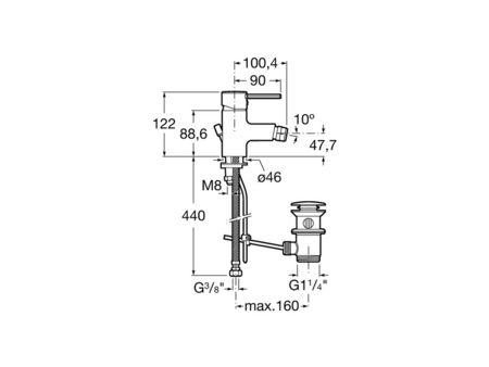 Смеситель для биде  с донным клапаном Roca Targa  5A6060C0M