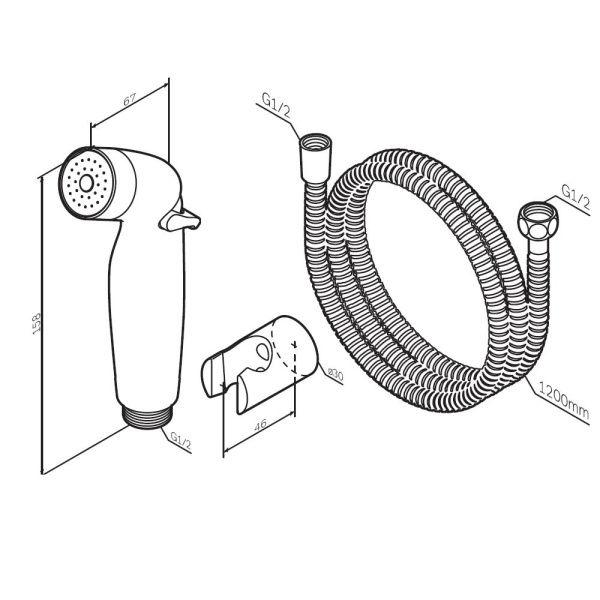 Гигиеническая лейка со шлангом и держателем Am.Pm F0202032