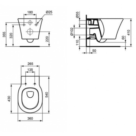 Комплект унитаз + инсталляция Ideal STANDARD Connect Air E212801