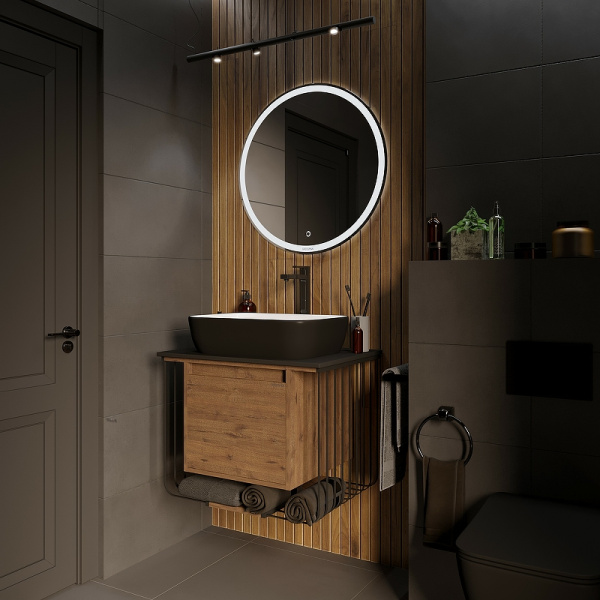 Тумба подвесная Grossman ВИНТАЖ-70 см 107007 с 1-м ящ, веллингтон/металл черный