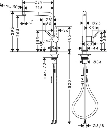 Кухонный смеситель Hansgrohe Talis M54 72808000, хром