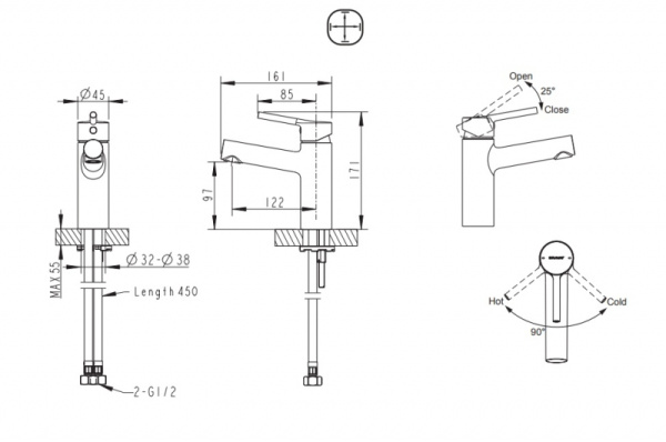 Смеситель для раковины Bravat Palace, черный F1172217BM-RUS