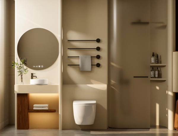 Комплект подвесной унитаз ABBER Bequem AC1100T белый с инсталляцией AC0105 и кнопкой AC0120MCH матовый хром