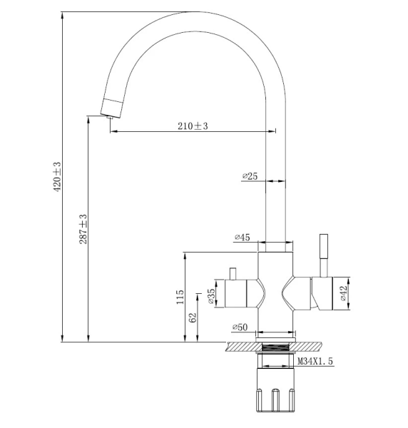 Смеситель для кухни ESKO K22 K22 Смеситель для кухни ESKO K22 K22