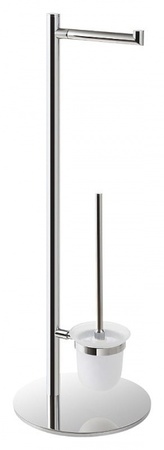 Стойка с держателем туалетной бумаги и ёршик, щётка белая Bemeta Omega 104836012