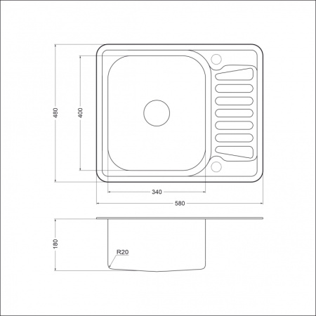 Кухонная мойка (58х48) EMAR 5848