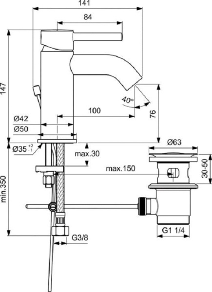 Смеситель для раковины Ideal Standard Ceraline BC203U4 Смеситель для раковины Ideal Standard Ceraline BC203U4
