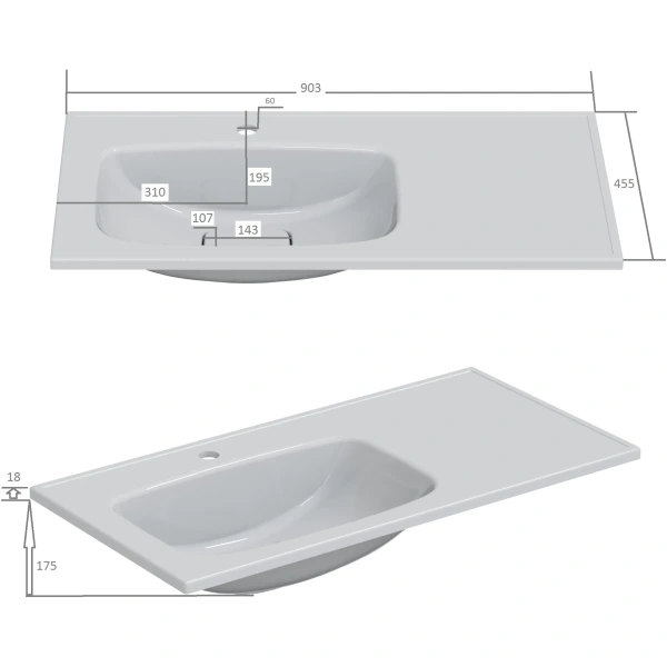 Раковина Санта Венера 900173 90,3x45,5 см L, накладная, белый
