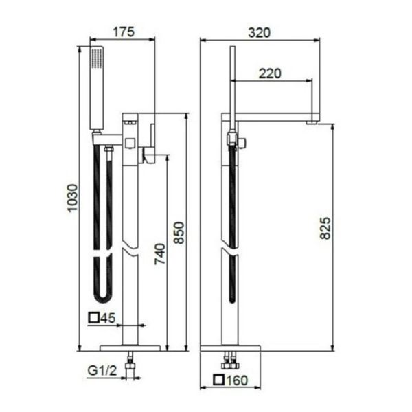 Смеситель для ванны напольный Webert Pegaso PE851101560, черный Смеситель для ванны напольный Webert Pegaso PE851101560, черный