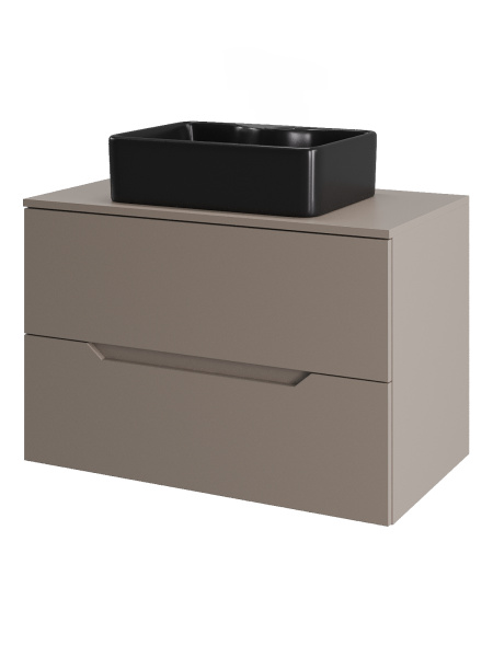 Тумба с раковиной подвесная 70 см, Orange Line Li-70TuLMDF+B01-475MB латте/черный