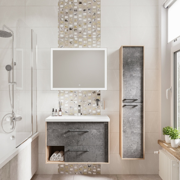 Тумба подвесная Grossman РЕАЛ-80 см 108009 с 2-я ящ, веллингтон/бетон Арья