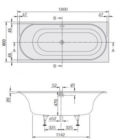 Ванна квариловая Villeroy & Boch Cetus 180х80, белый альпин (UBQ180CEU2V-01)