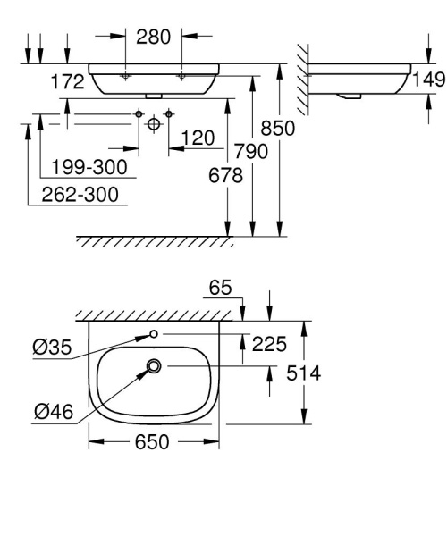 Раковина подвесная Grohe Euro Ceramic (65х51.5) 39323 000 (39323000)