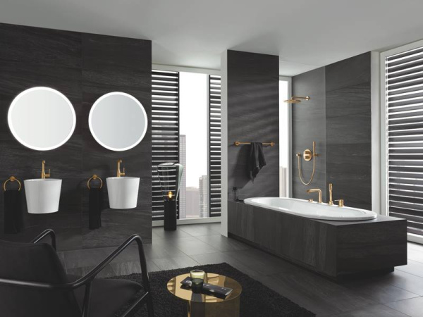 Верхний душ с кронштейном Grohe Rainshower Cosmopolitan 26066 GN0 (26066GN0) матовое золото Верхний душ с кронштейном Grohe Rainshower Cosmopolitan 26066 GN0 (26066GN0) матовое золото