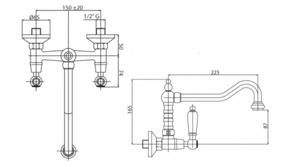 Смеситель для кухни Cezares Diamond DIAMOND-LLP-03/24-Sw-N
