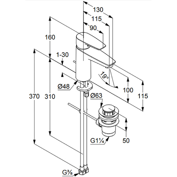 Смеситель для раковины Kludi Pure&Style 342900575