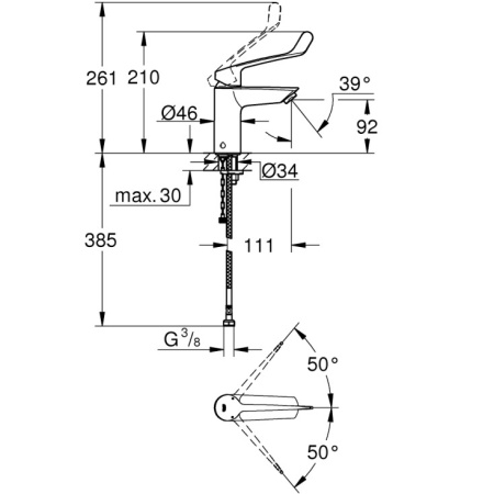 Смеситель для раковины без донного клапана Grohe Eurosmart 23984 003 (23984003) хром