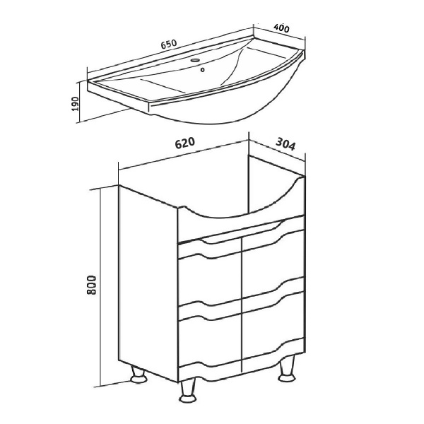 Тумба под раковину Runo Стиль 65 (УТ000002338)