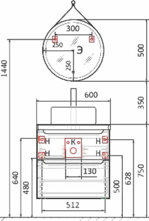 Зеркало Jorno Wood 50 Wood.02.50/ТК