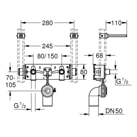Монтажная планка для раковины GROHE Rapid Pro 39030000 (39030000)