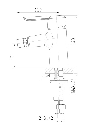 Смеситель для биде WONZON & WOGHAND BAROQUE, хром WW-195001-CR