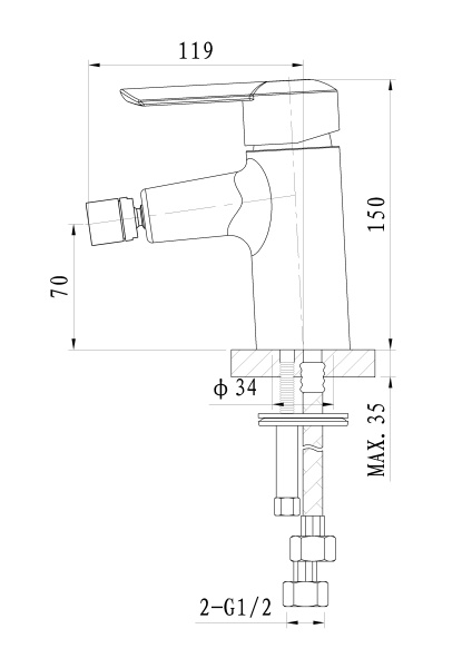 Смеситель для биде WONZON & WOGHAND BAROQUE, хром WW-195001-CR