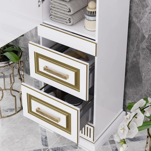 Пенал Opadiris Оникс левый Белый глянцевый с золотой патиной Z0000005741