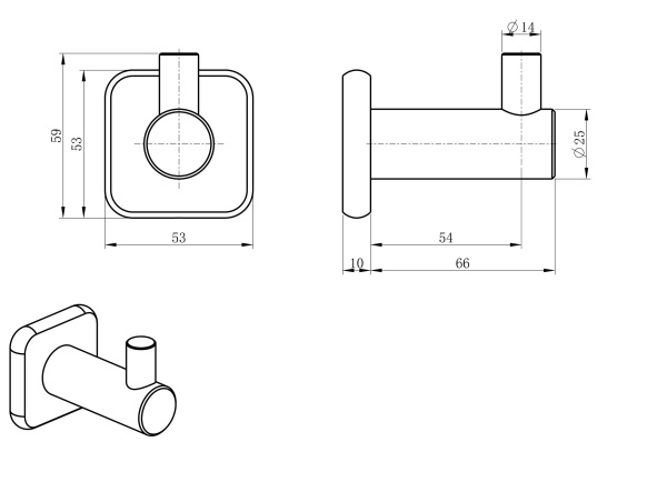 Крючок для ванной WONZON & WOGHAND, хром WW-V1301-CR