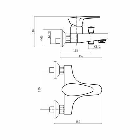 Смеситель для ванны и душа PLSTART (PL3205-8)