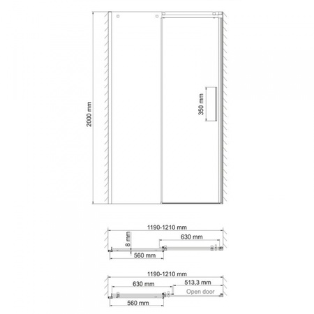 Душевая дверь (120х200) WasserKRAFT Alme 15R05
