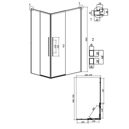 Душевой уголок (120х70) Grossman Galaxy 300.K33.01.1270.32.00