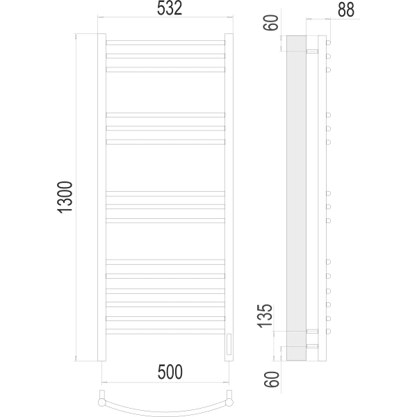 Полотенцесушитель электрический Terminus Классик (500х1300) П15 4670078527349