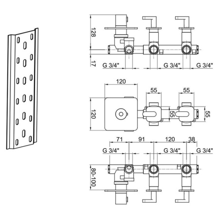 Смеситель для душа встраиваемый с термостатом Webert Living LV971402015, хром