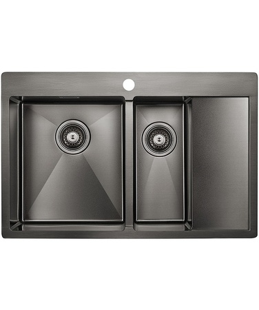Кухонная мойка Paulmark Union PM537851-GML вороненая сталь левая