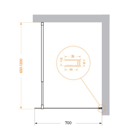 Душевая перегородка BelBagno Kraft KRAFT-L-1-70-C-Cr