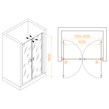 Душевая дверь 120 см RGW Passage PA-104Gb 060810412-16 прозрачное