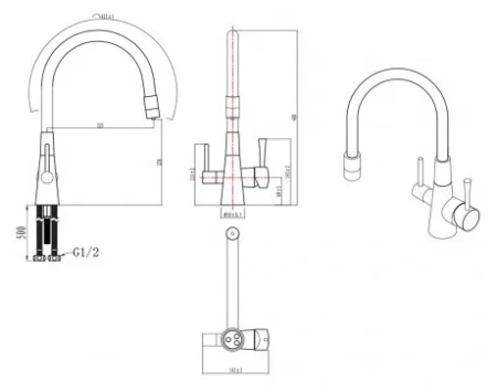 Смеситель для кухни Lemark Comfort с подключением к фильтру с питьевой водой (LM3075BL)