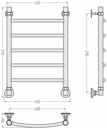 Полотенцесушитель водяной Стилье Аксиома-20 (600х400) 00662-6040