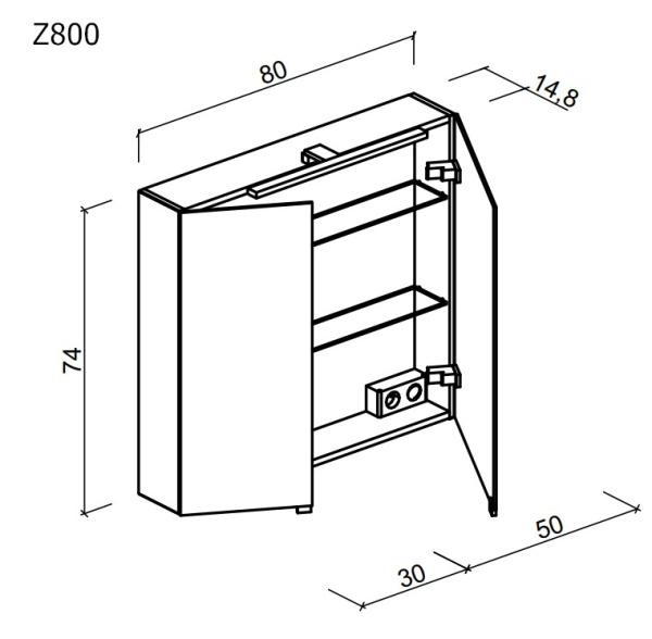 Зеркало-шкаф с подсветкой  Sancos  Hilton (80x74) Z800