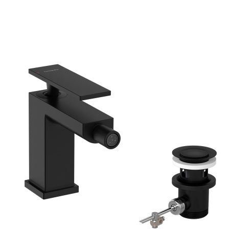 Смеситель для биде с донным клапаном Hansgrohe Tecturis E 73200670 черный матовый