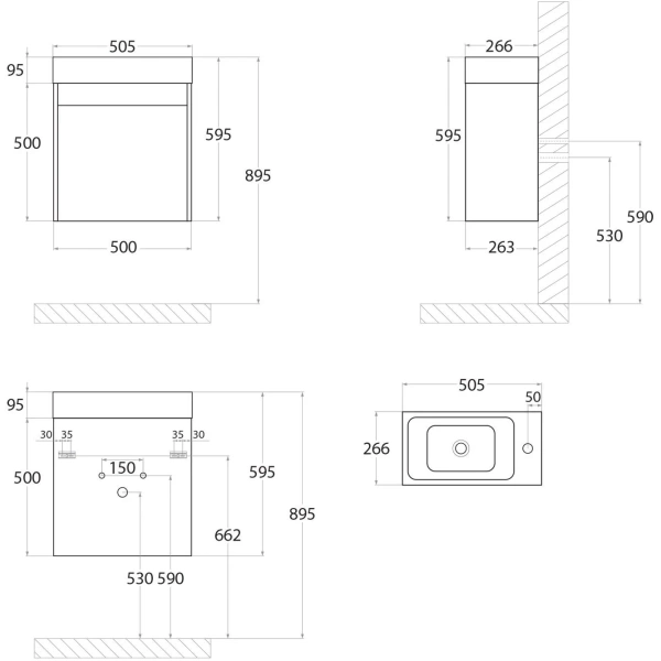 База под раковину Art&Max Family-M-500-1D-SO-BO