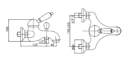 Смеситель для ванны Cezares VINTAGE VINTAGE-VM-01-Sw