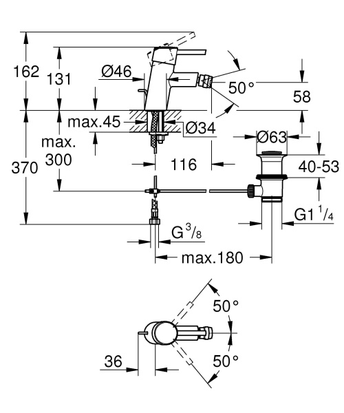 Смеситель для биде однорычажный Grohe Concetto 32208 001 (32208001) хром