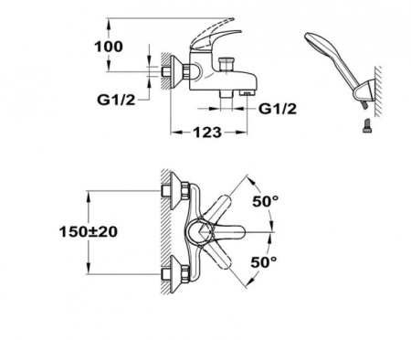 Смеситель для ванны с сэтом Mofem Junior 151-0012-00/12-01
