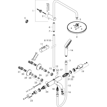 Душевая система Hansgrohe Vernis Blend Showerpipe 200 1jet 26274000, хром