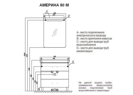 Тумба с раковиной Акватон Америна 80 М 1A1691K1AM950