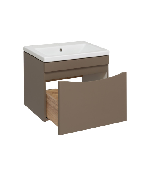 Тумба под раковину Runo подвесная бежевая (под умывальник Moduo 60 ) Афина 60 (00-00001206)